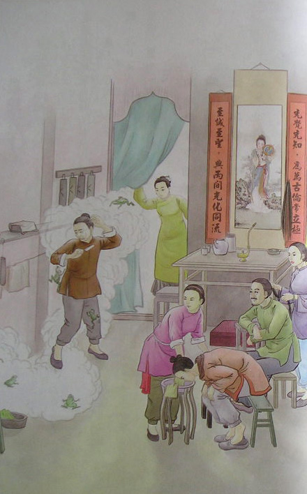 蓮池大師戒殺放生文圖說：田雞索命