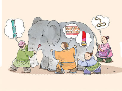 盲人摸象不見全體       凡夫論法亦復如是