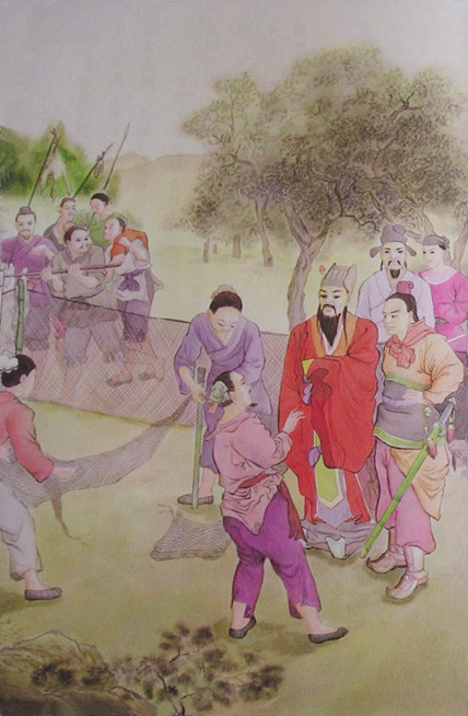 蓮池大師戒殺放生文圖說：成湯解網