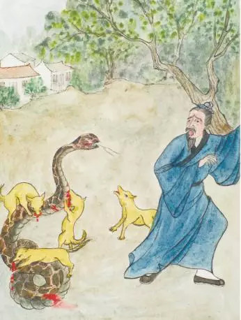 四狗惡斗巨蟒，忠勇救主報恩