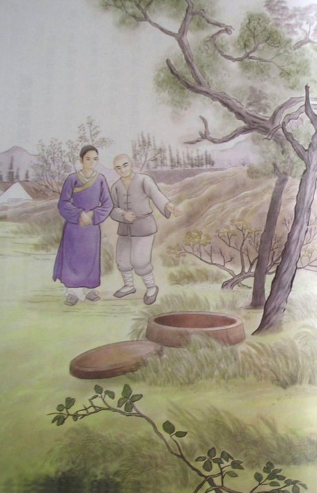 蓮池大師戒殺放生文圖說：放狐脫陷井之災